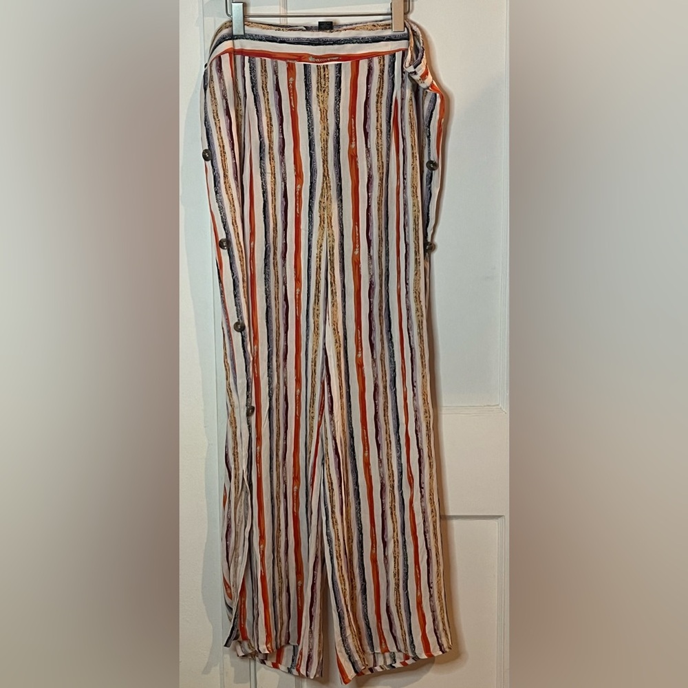 Ashley Stewart blurred stripe wide leg pants